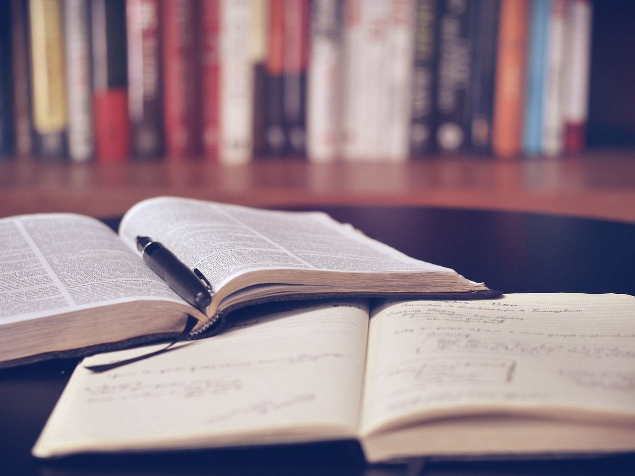 A picture of two books open.